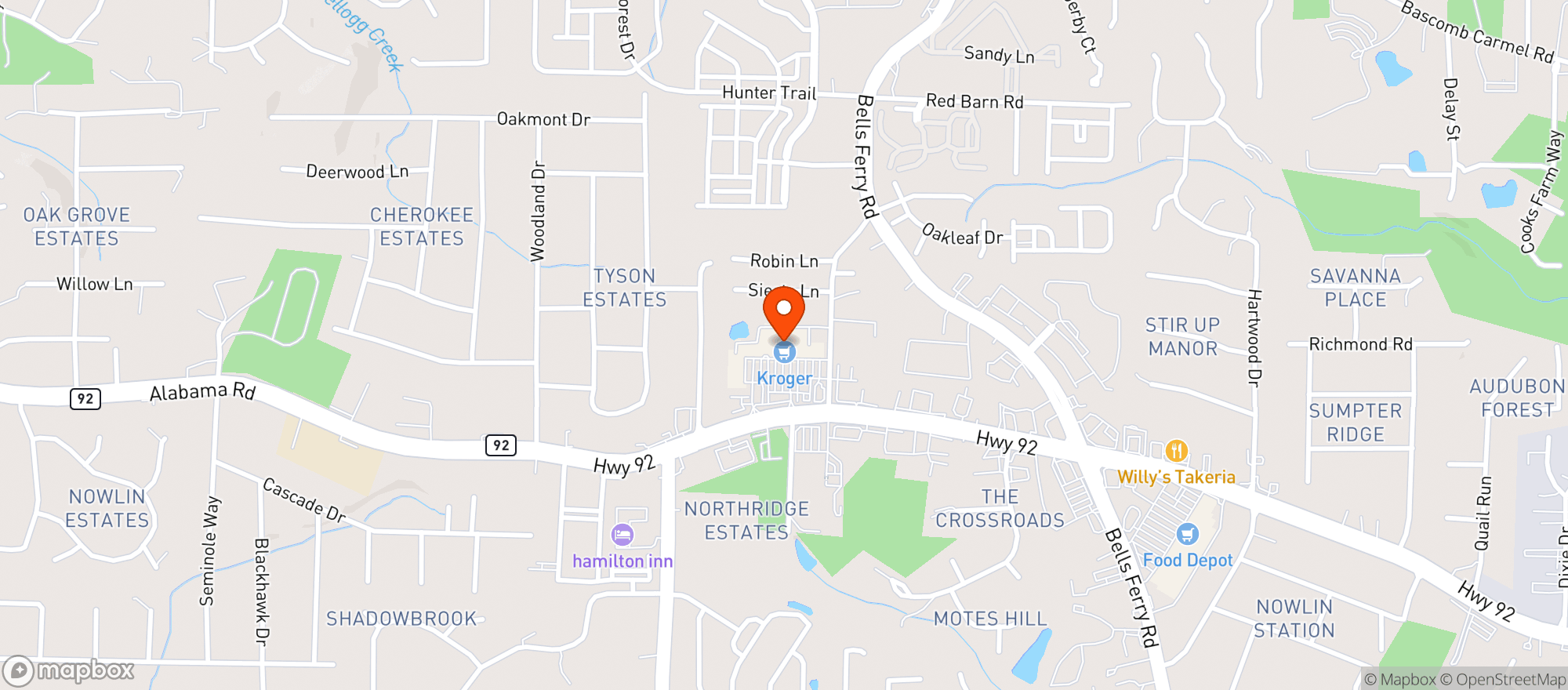Map showing Kroger