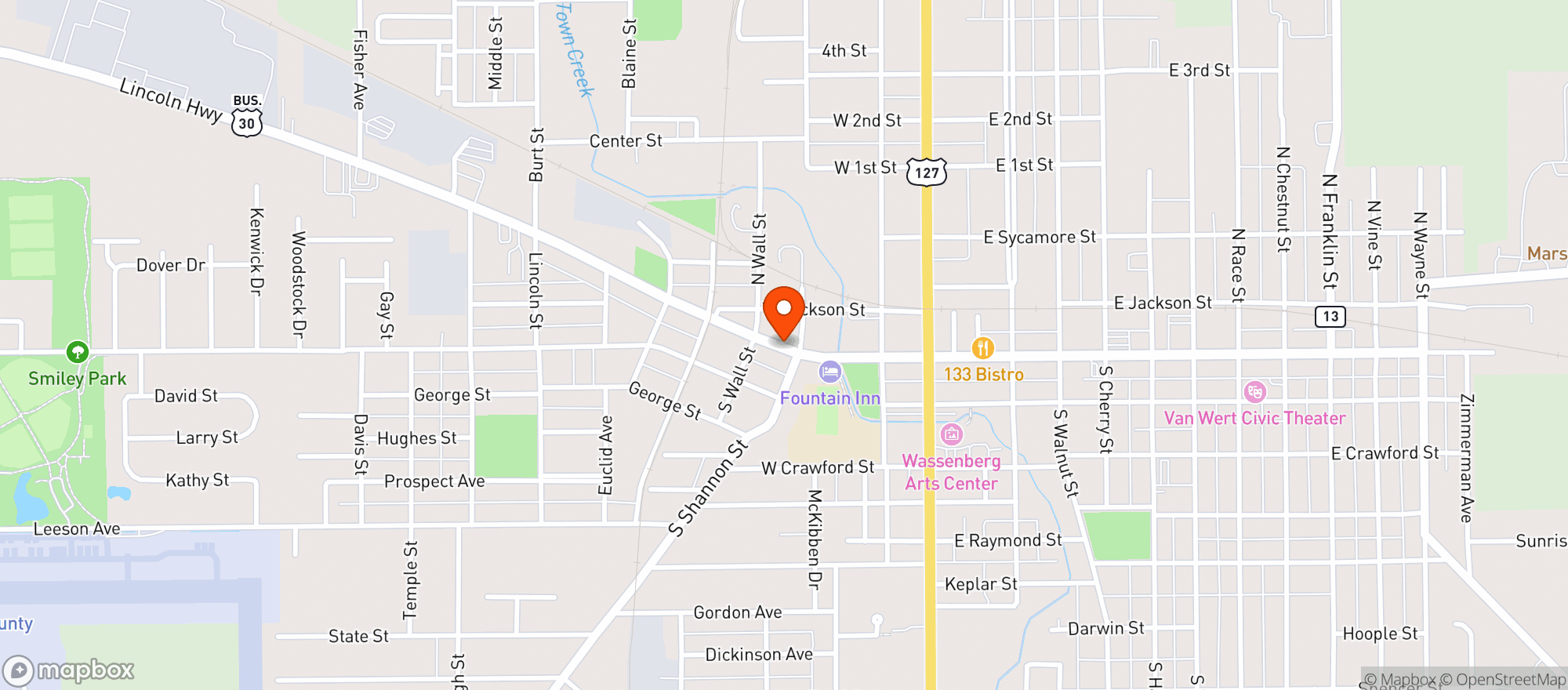 Map showing Partee Shop