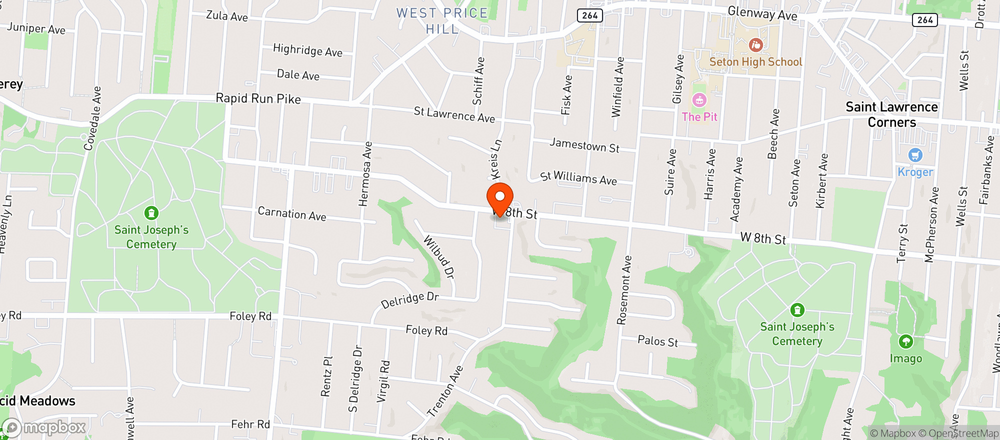Map showing Bobs Eight Street D/t