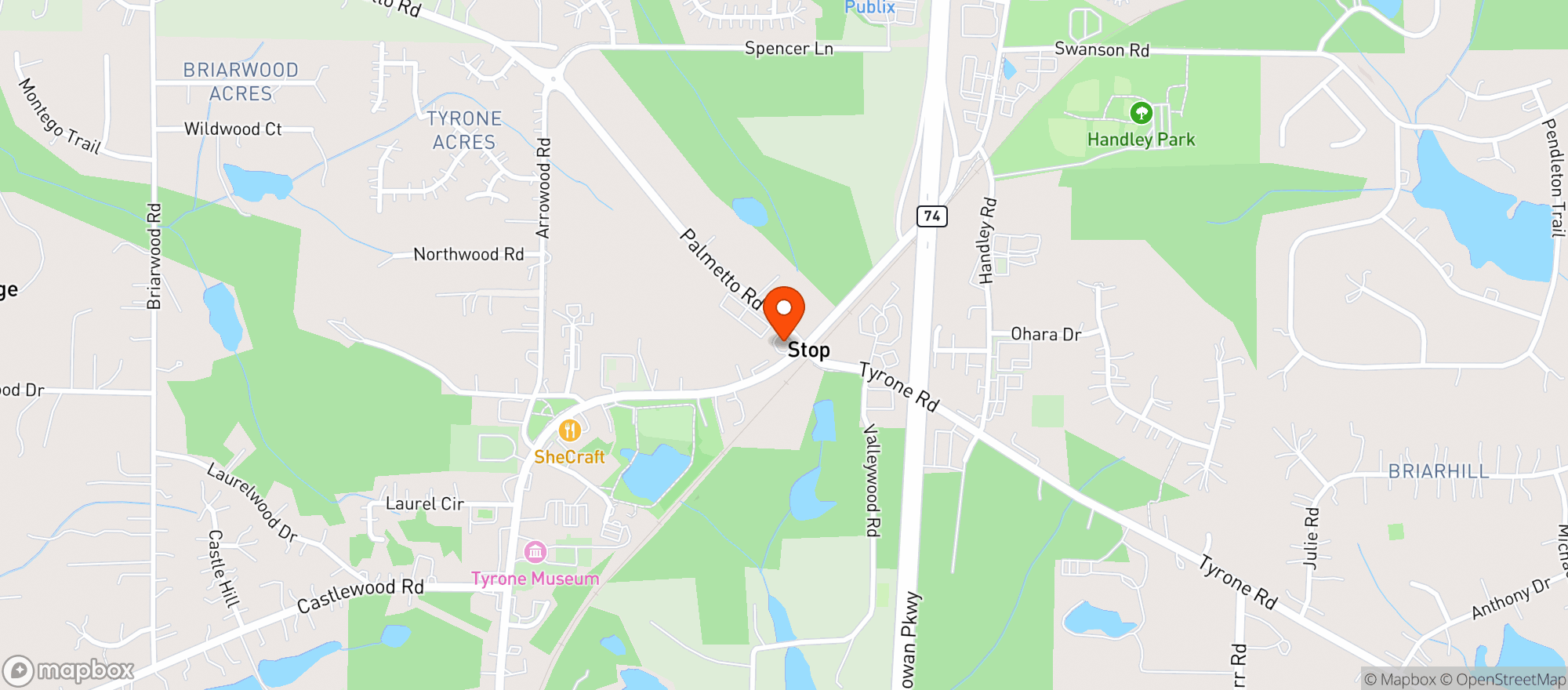 Map showing Tyrone Texaco