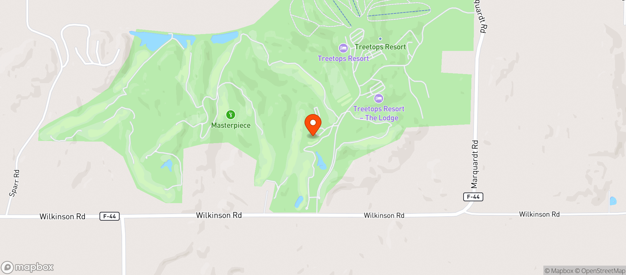 Map showing Treetops Sylvan Resort