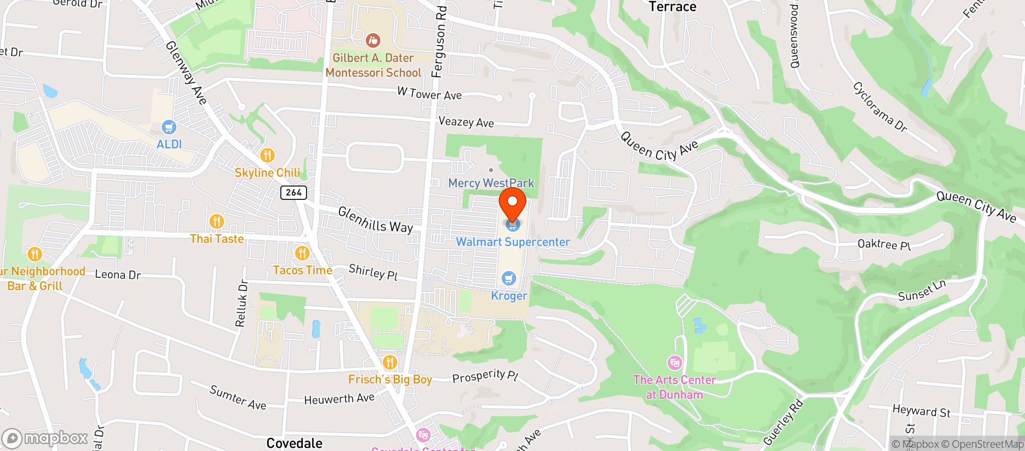 Map showing Walmart