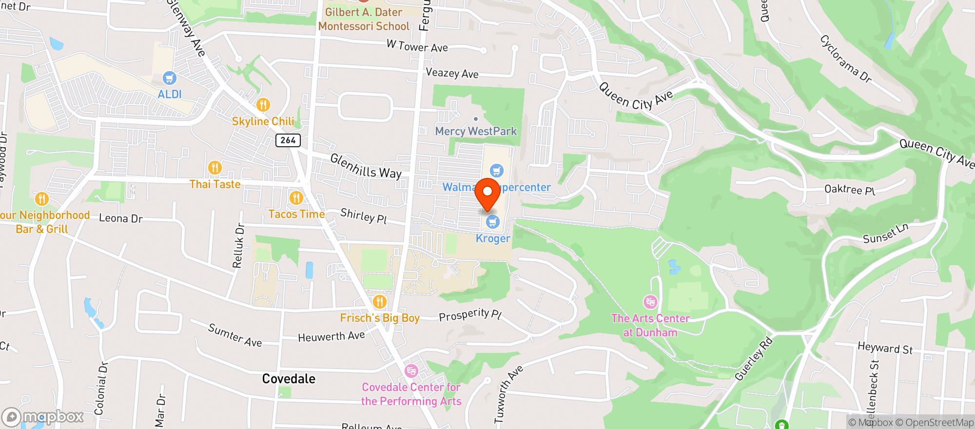 Map showing Kroger
