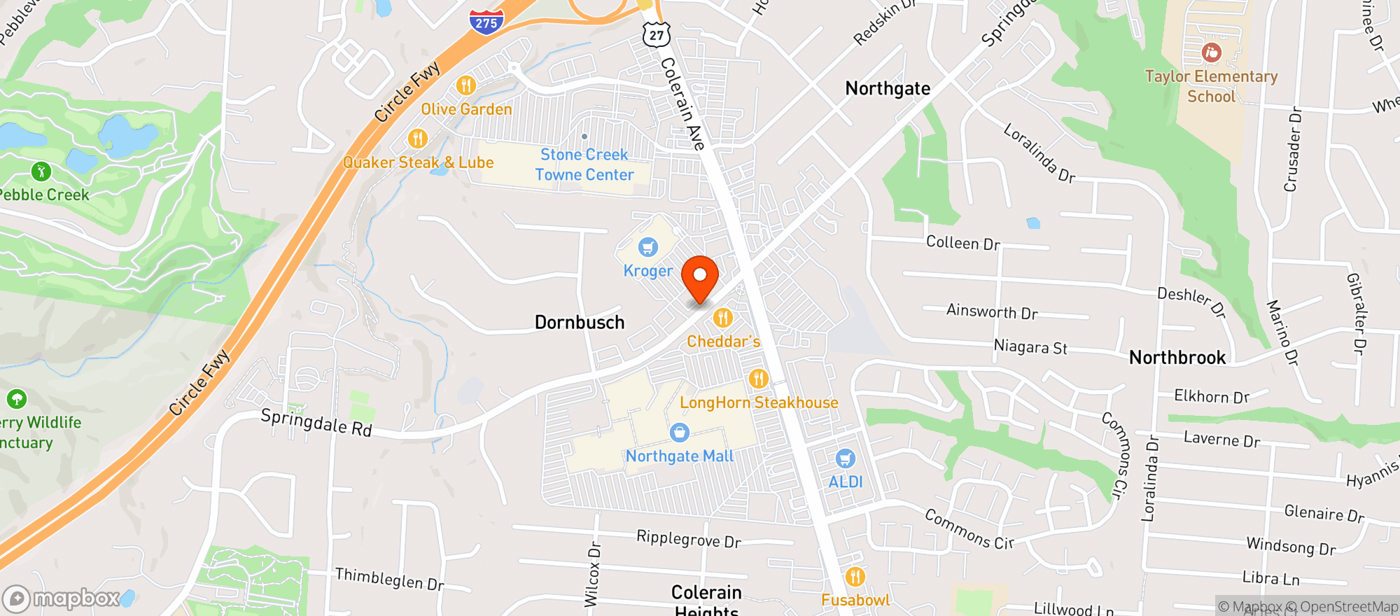Map showing Cincinnati/Dayton (014) - 00968 - Colerain Marketplace