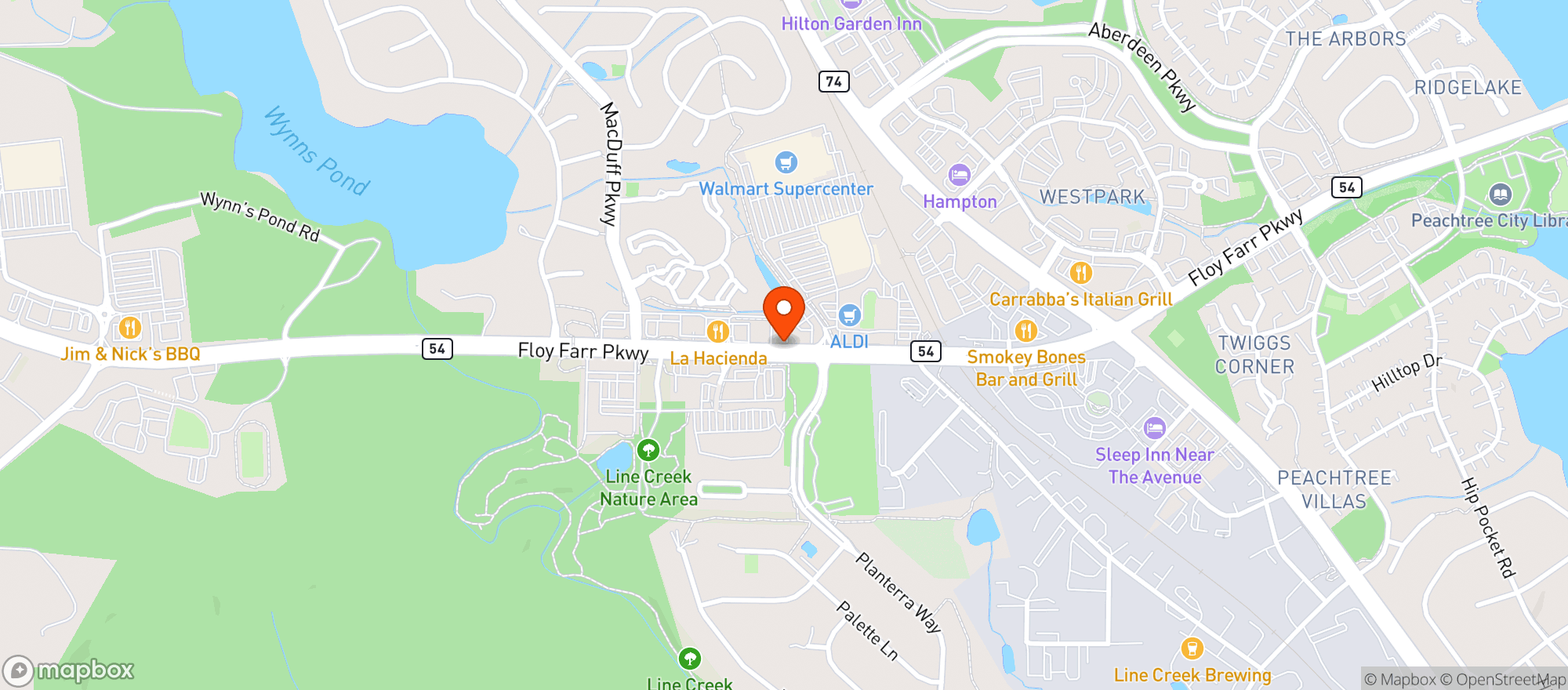 Map showing WALMART SUPERCENTER