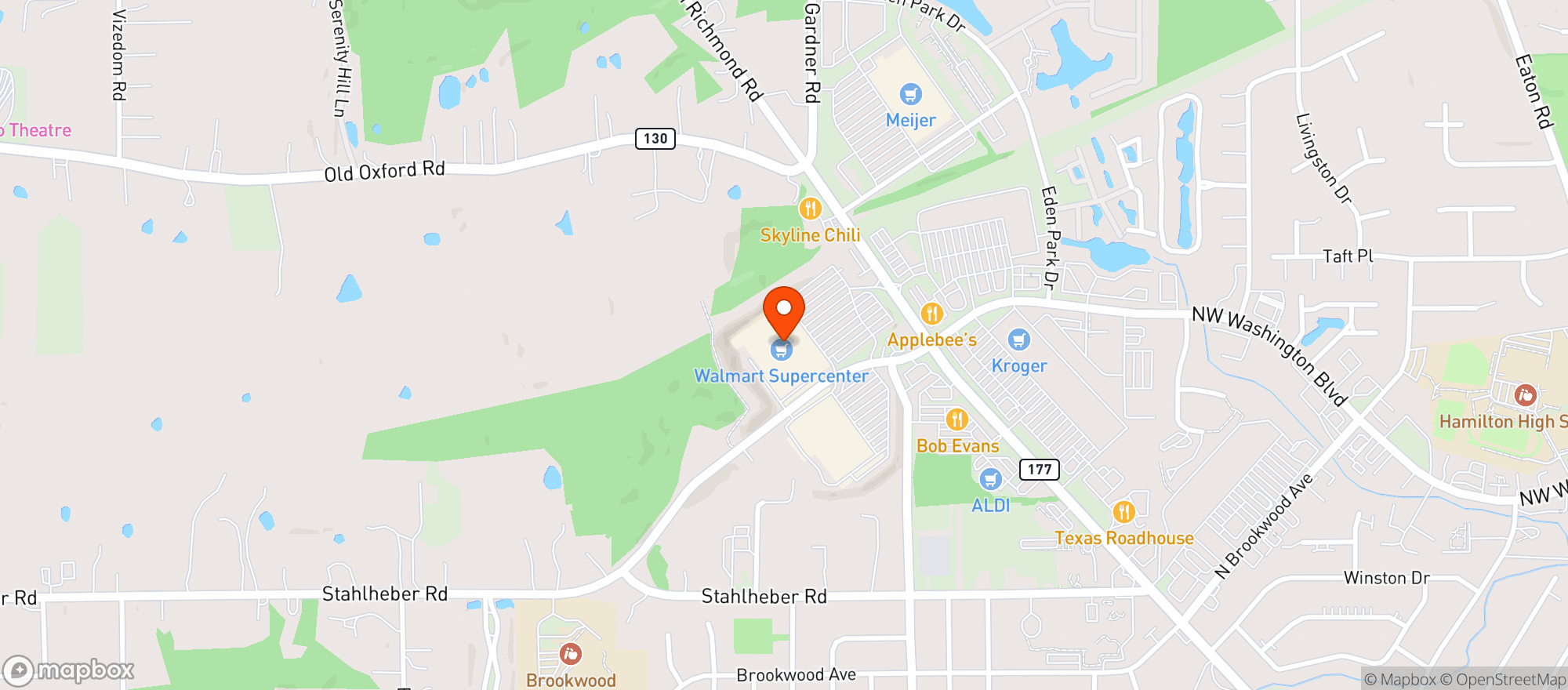 Map showing Walmart
