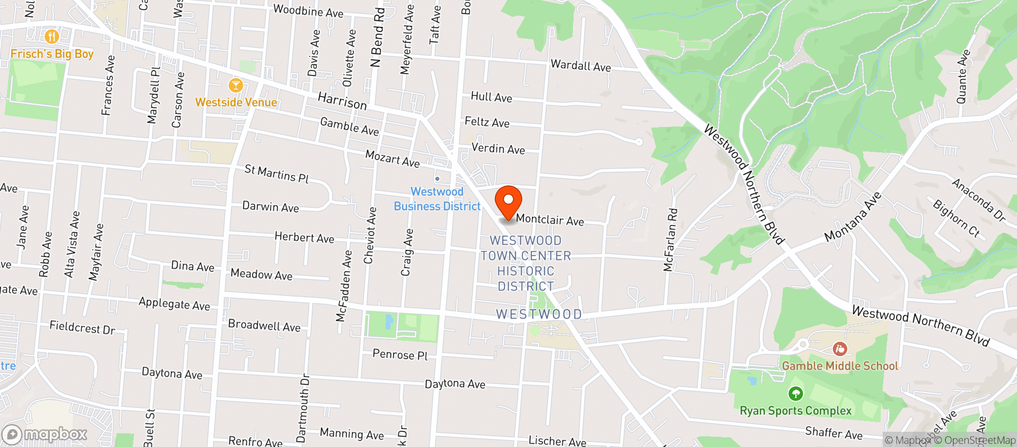 Map showing Montclair Street