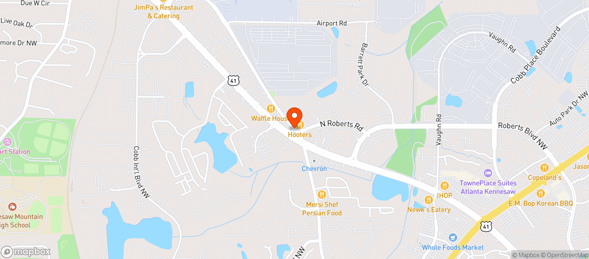 Map showing Hooters