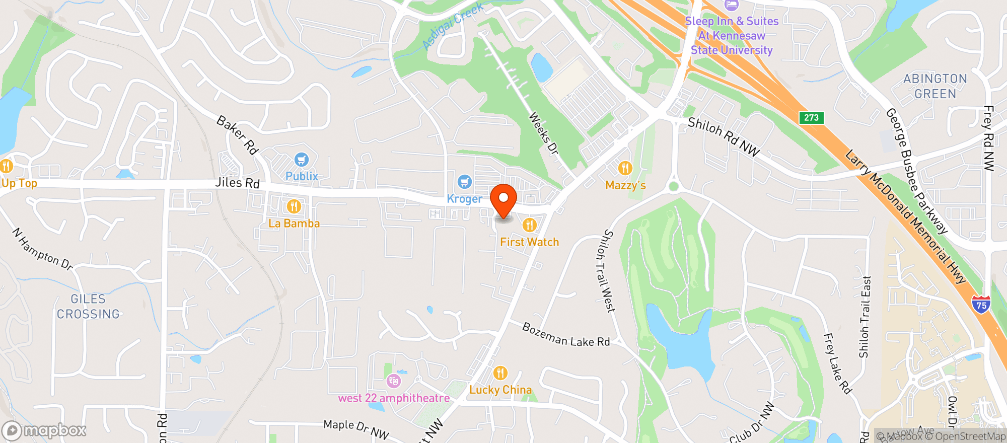Map showing Shell Food Mart- Jiles