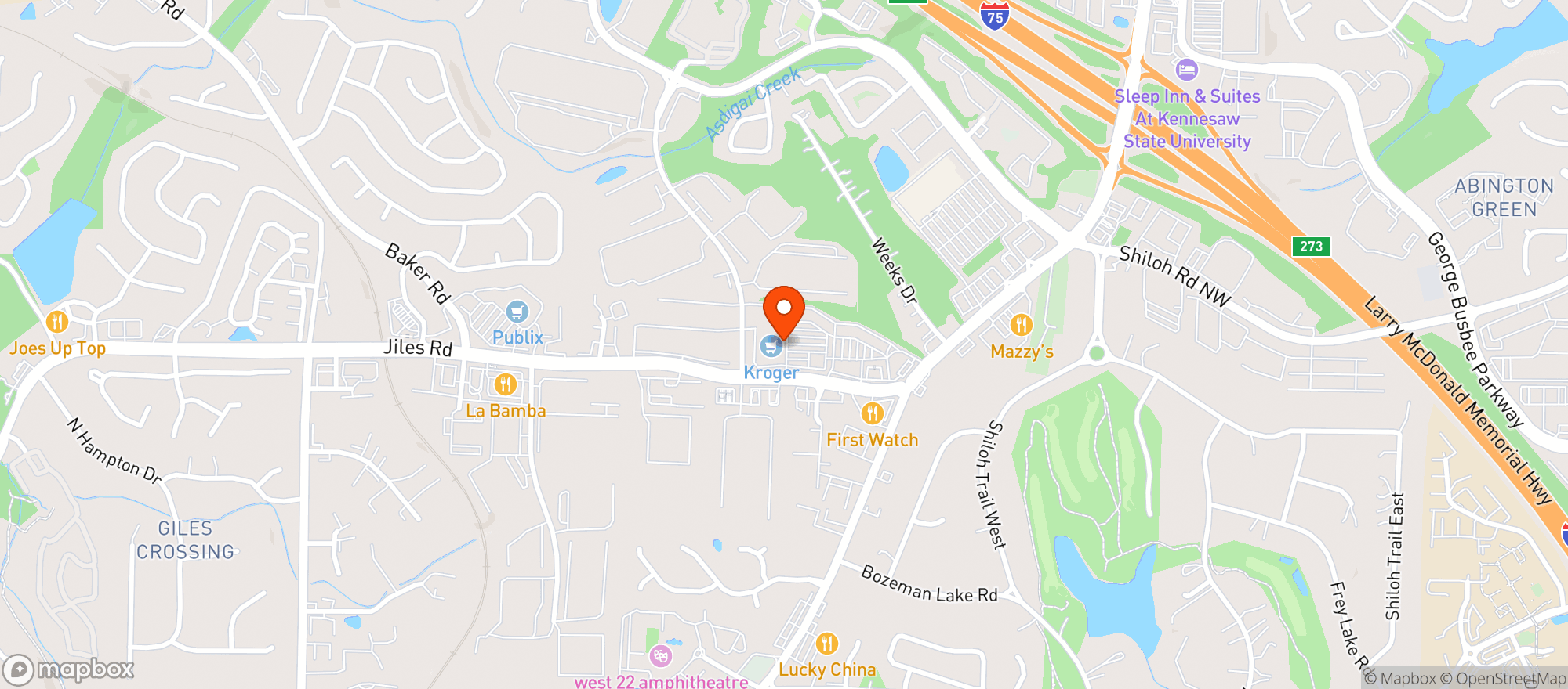 Map showing Kroger