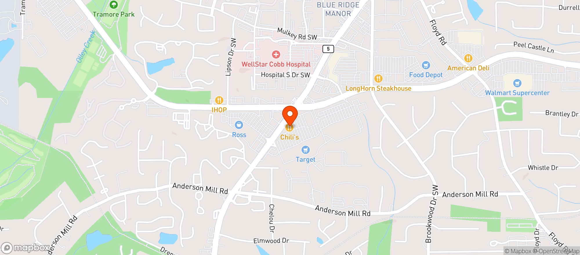 Map showing Chilis Grill & Bar