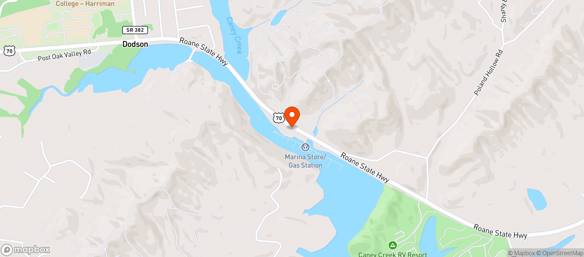 Map showing Oakeys Lakeside Grill