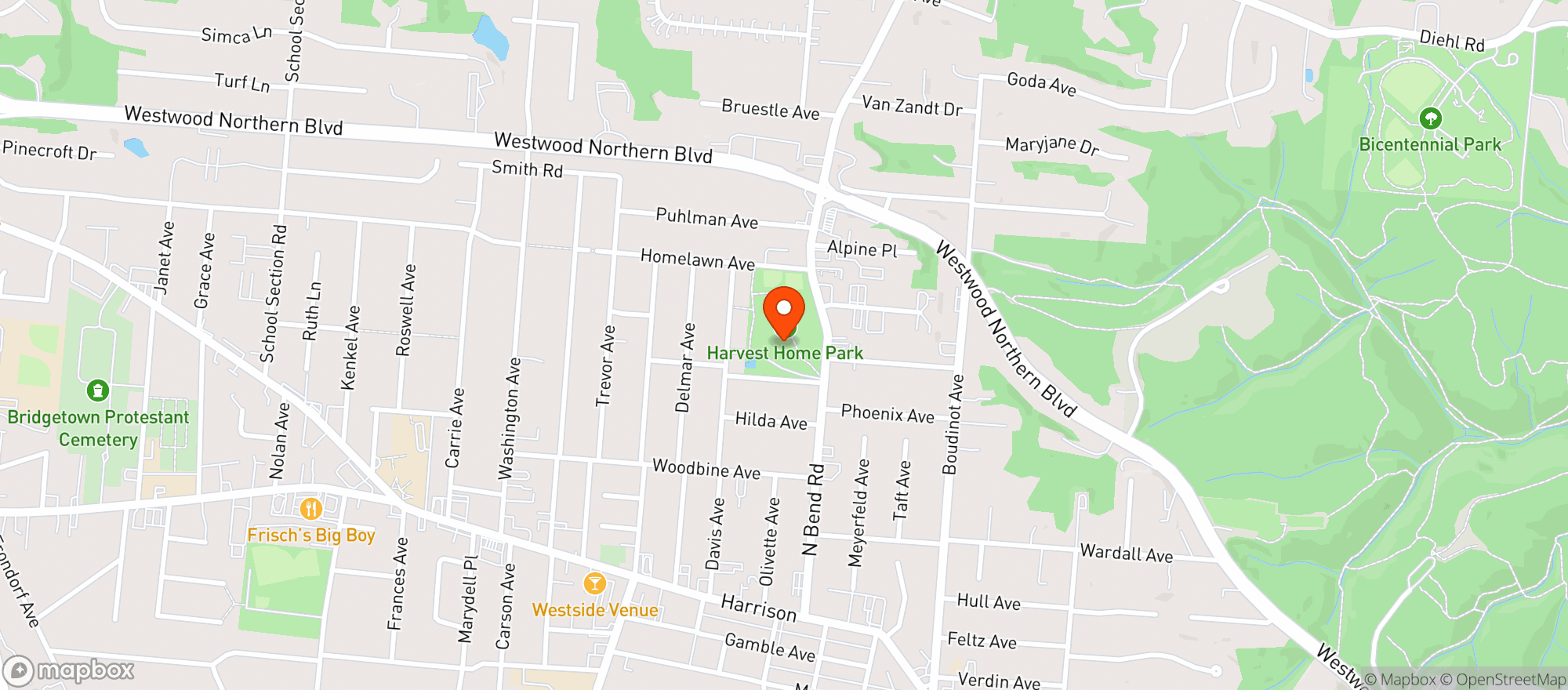 Map showing Harvest Home Park