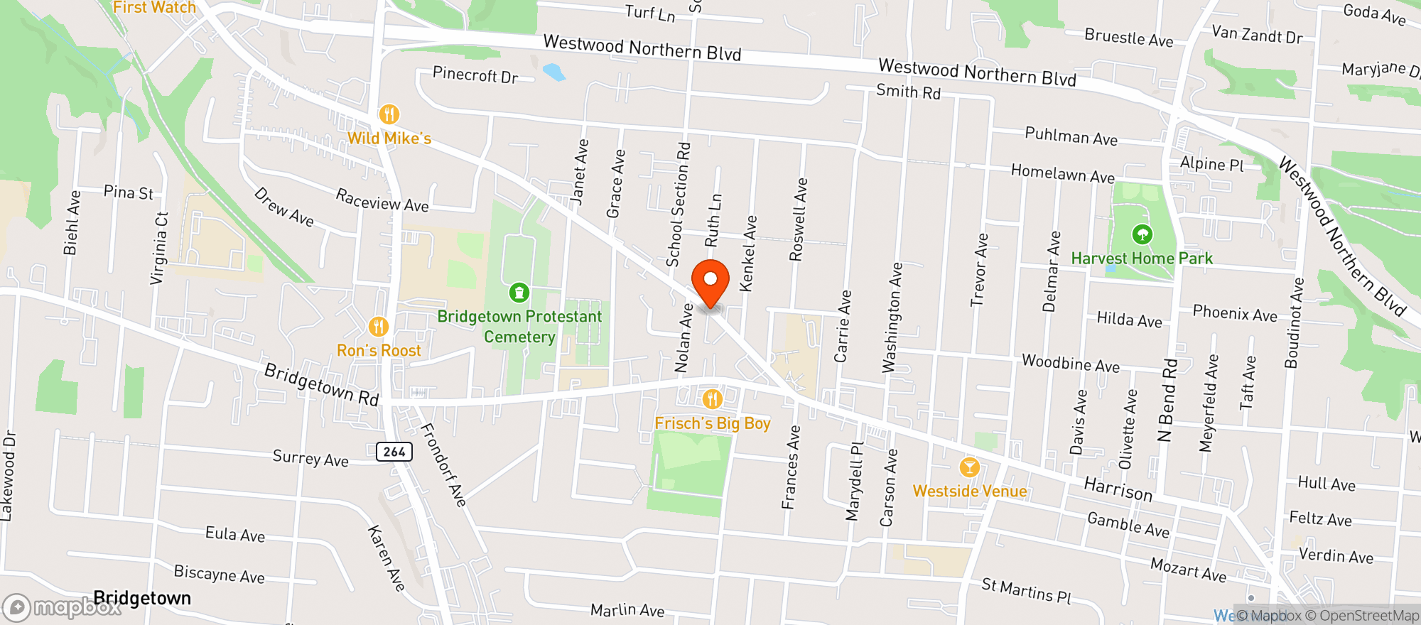 Map showing Harrison Food Mart