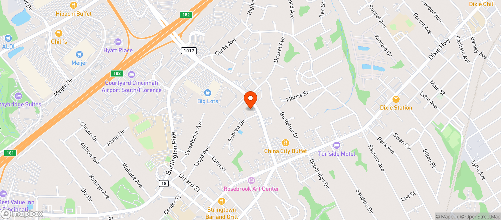 Map showing Turfway Liquors