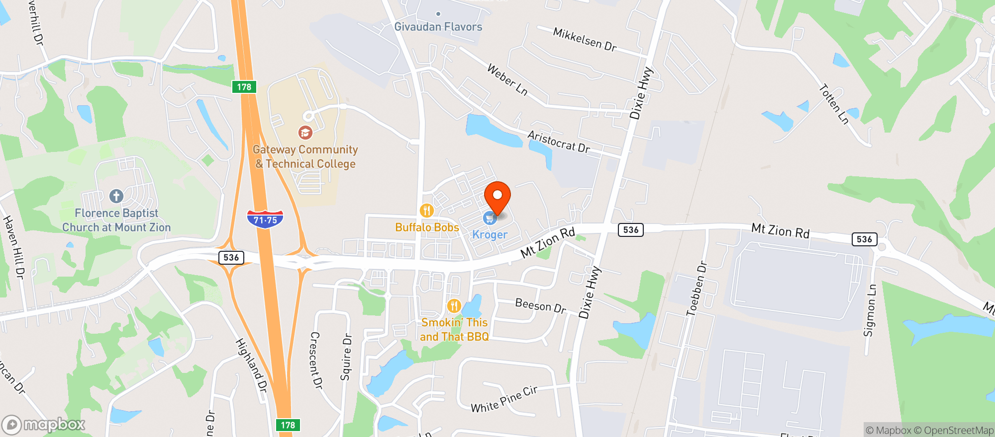Map showing Kroger