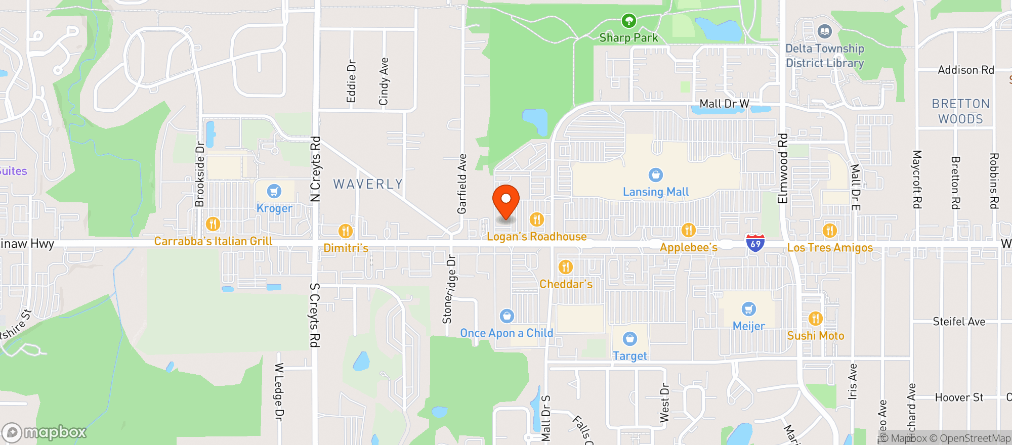 Map showing Vitamin Shoppe - Lansing