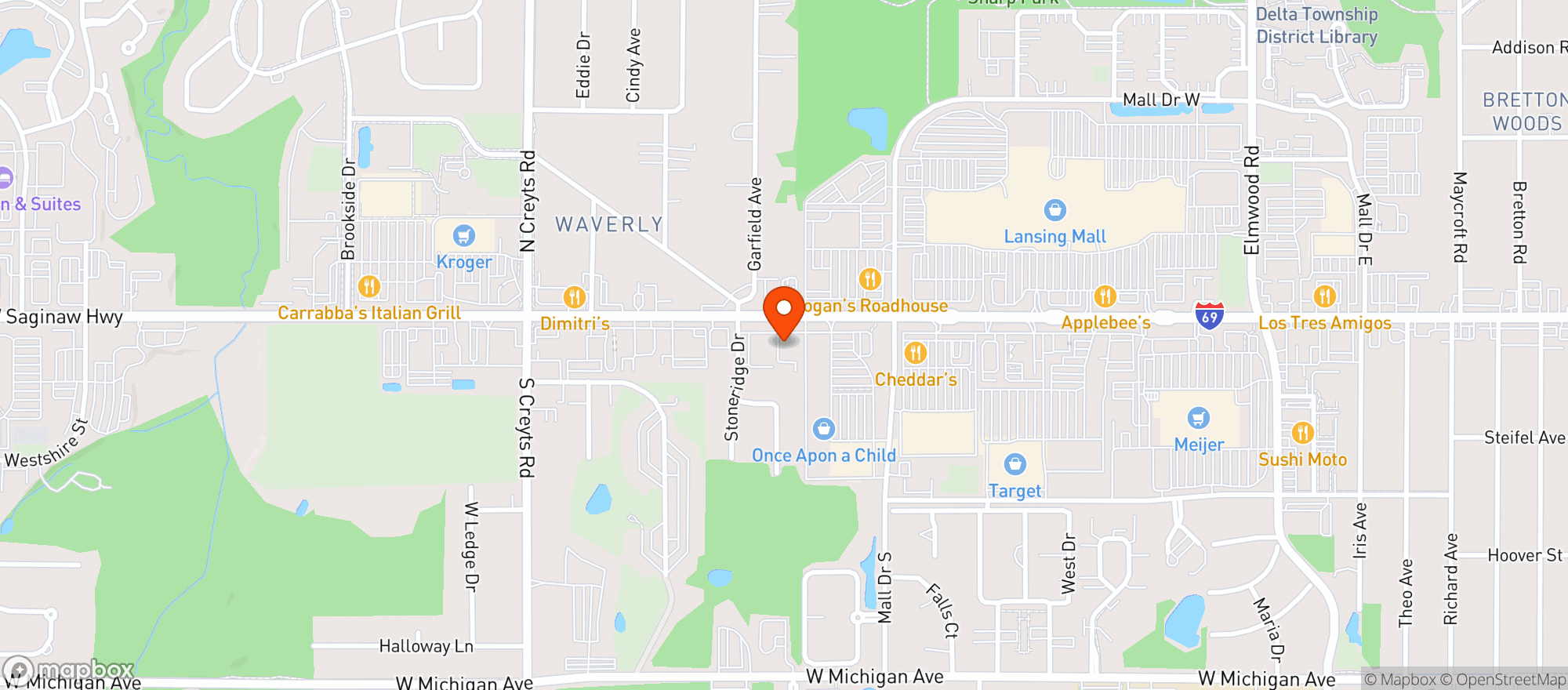 Map showing BIG TEN PARTY STORES