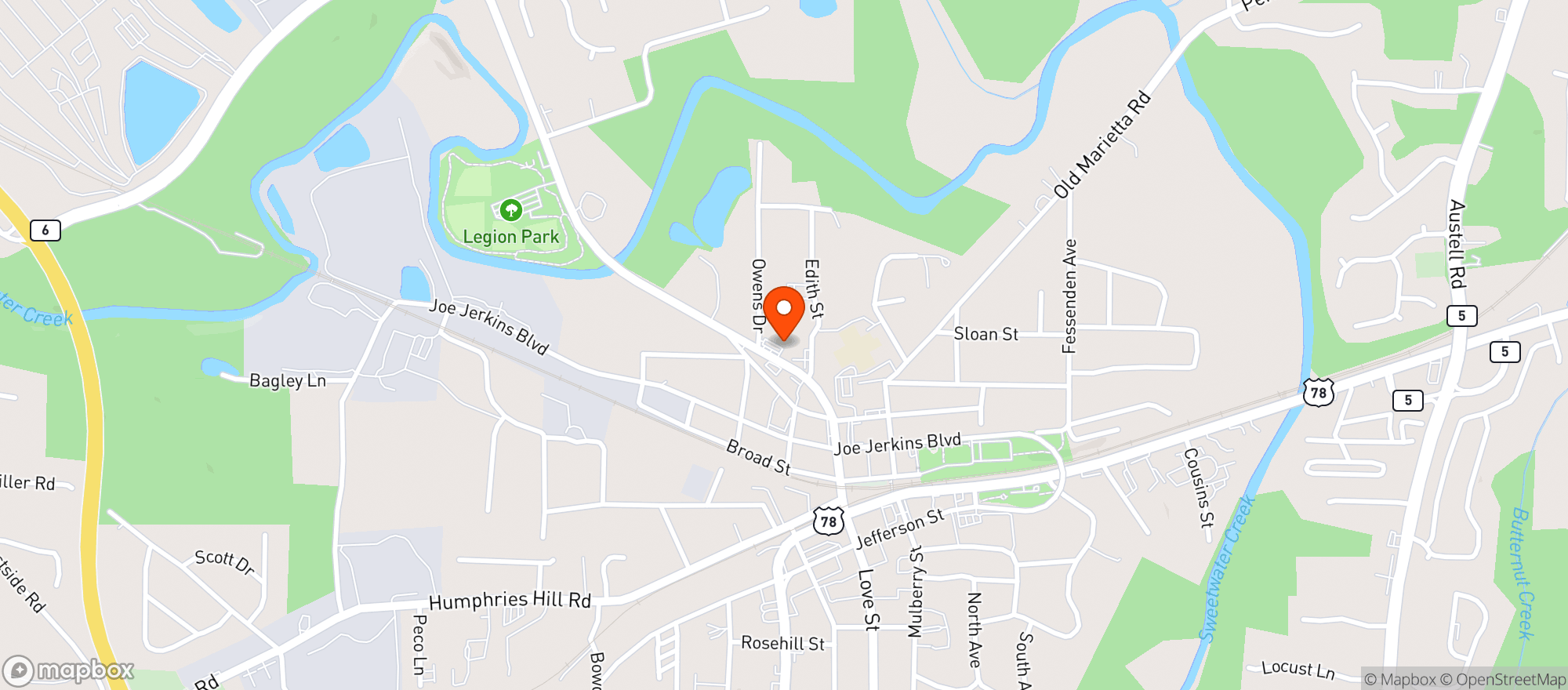 Map showing Austell Food Store