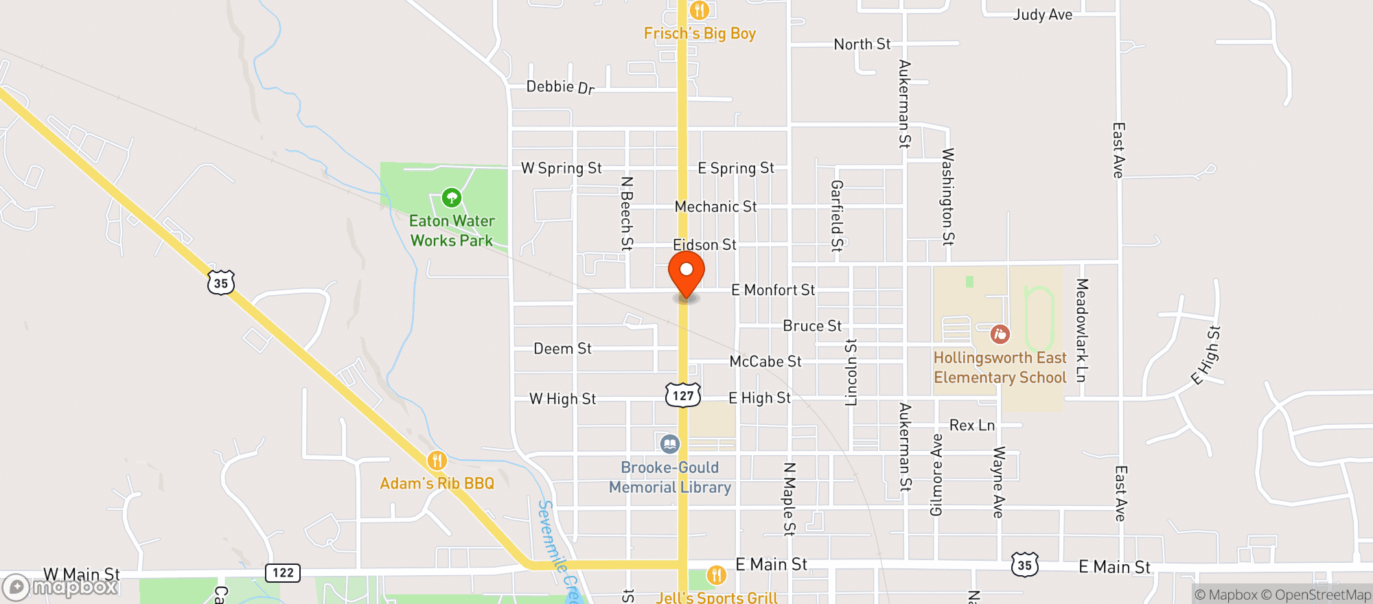 Map showing Eaton Wine And Spirits