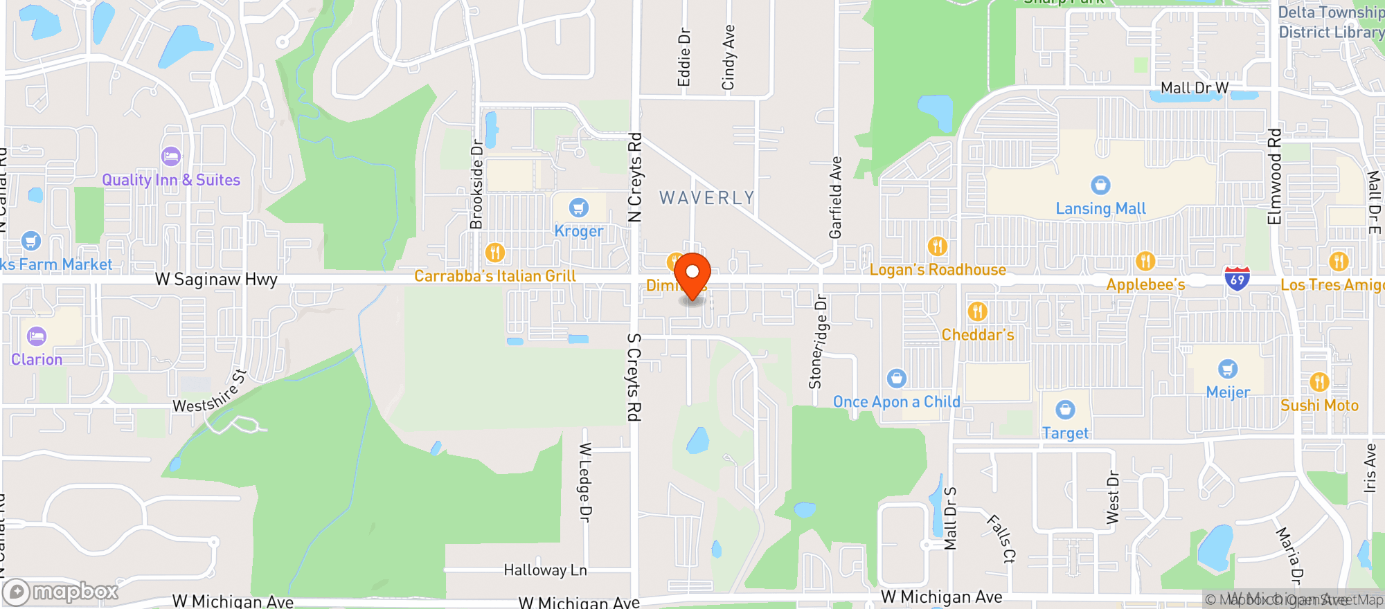 Map showing Better Health - W Saginaw