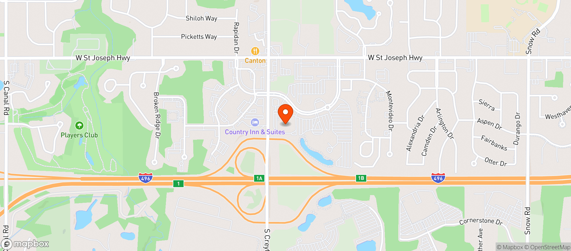 Map showing Crowne Plaza