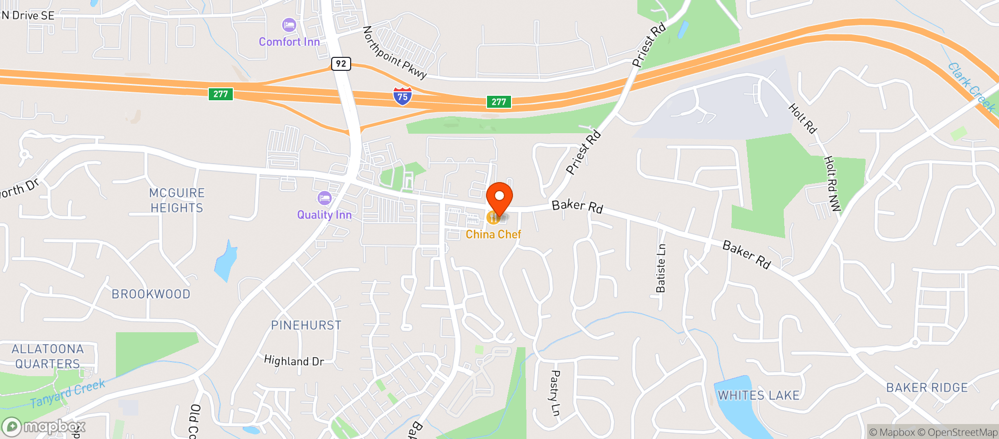 Map showing Acworth Package Store