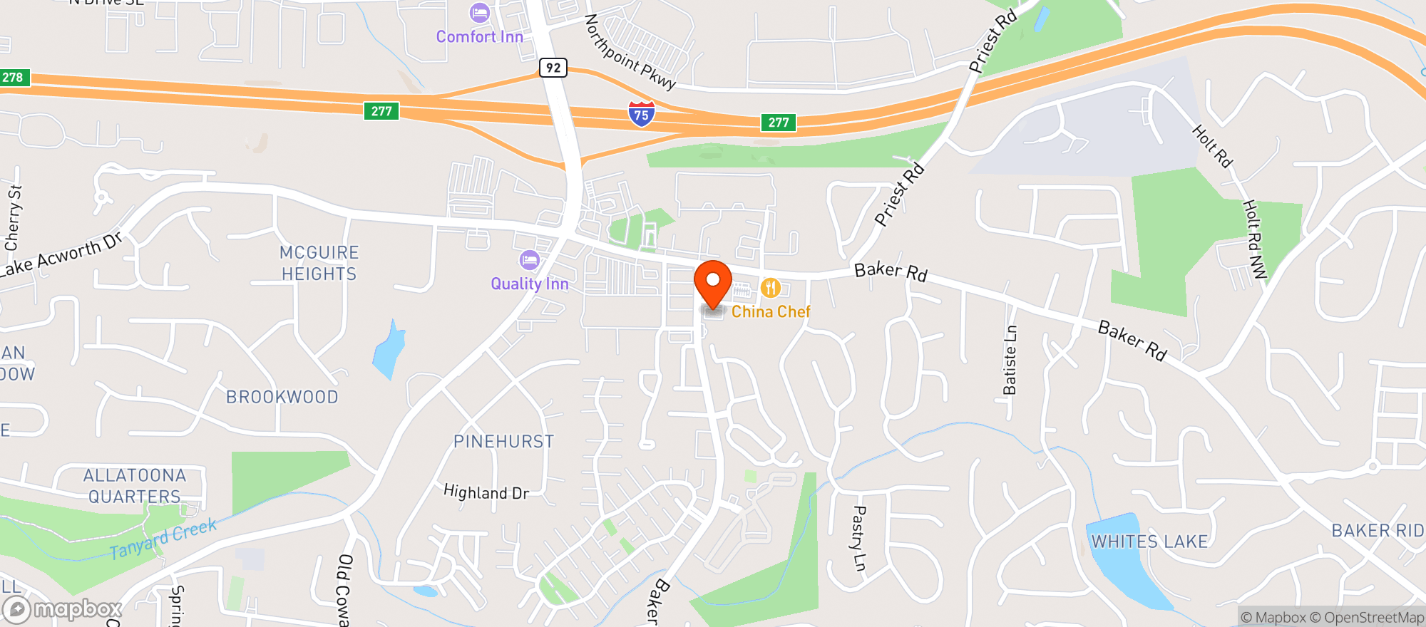 Map showing Casa Amigos Mexican