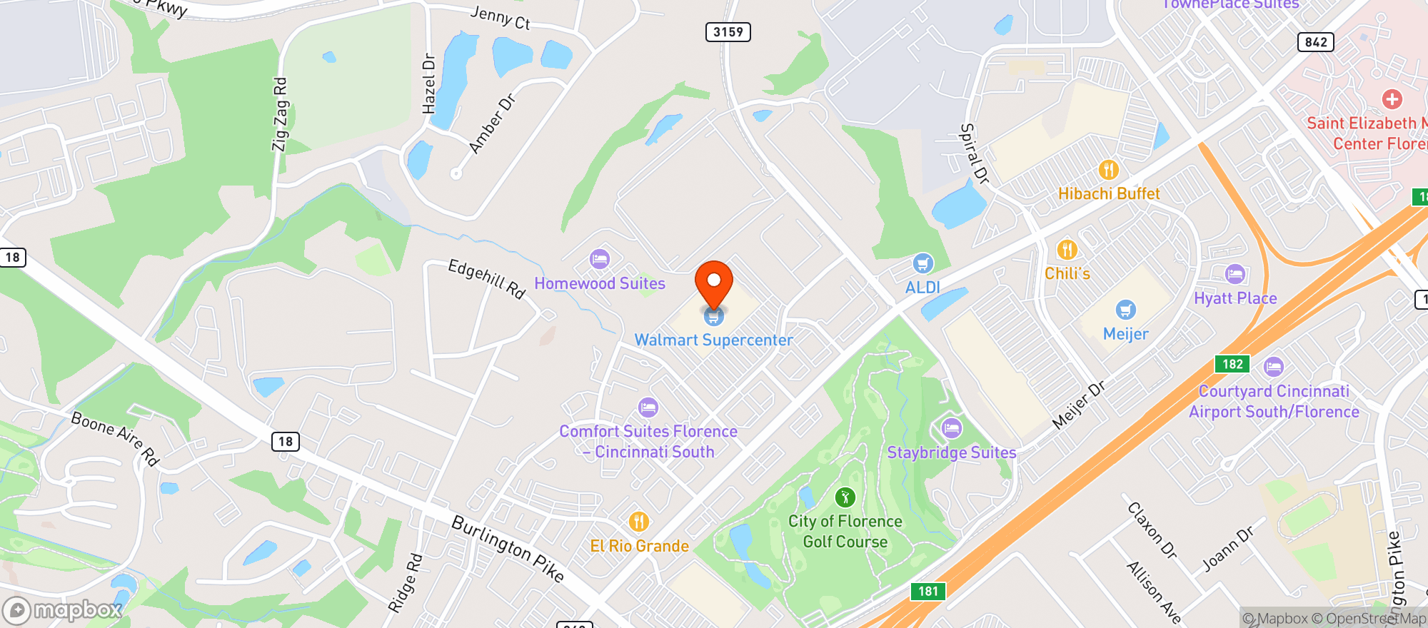Map showing WALMART SUPERCENTER