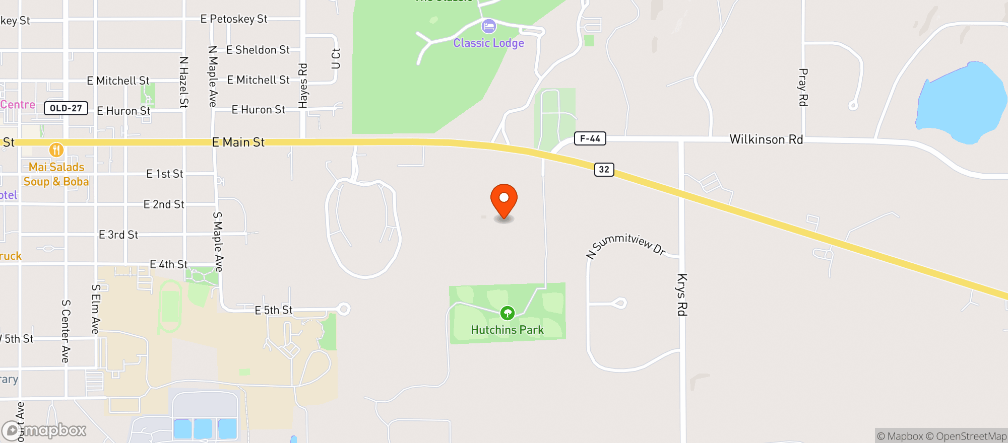 Map showing Alpen Bluffs Resort
