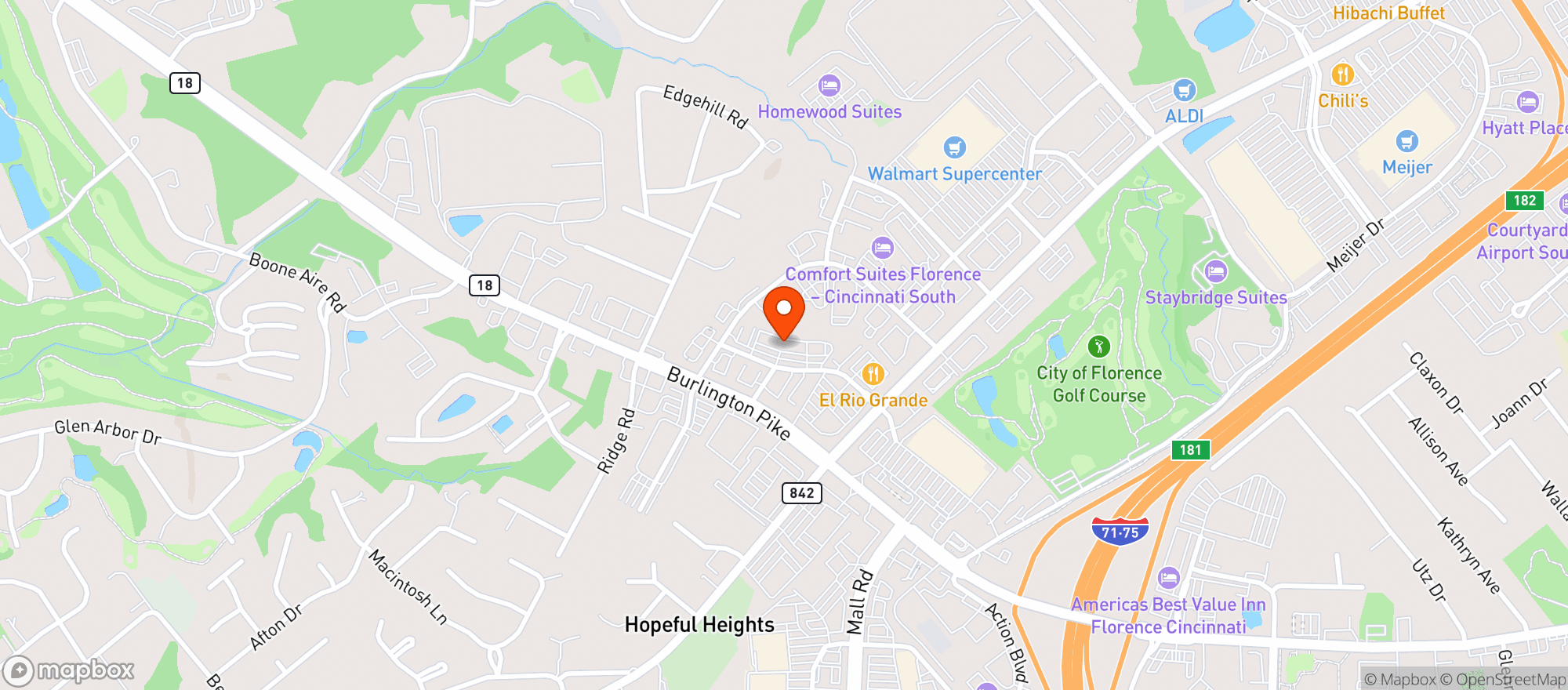 Map showing Buffalo Wild Wings Gril #25