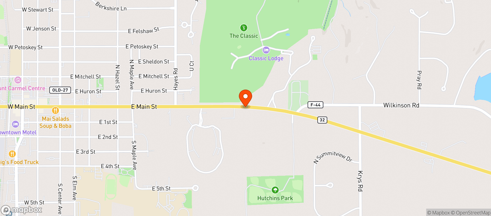 Map showing Otsego Club & Resort