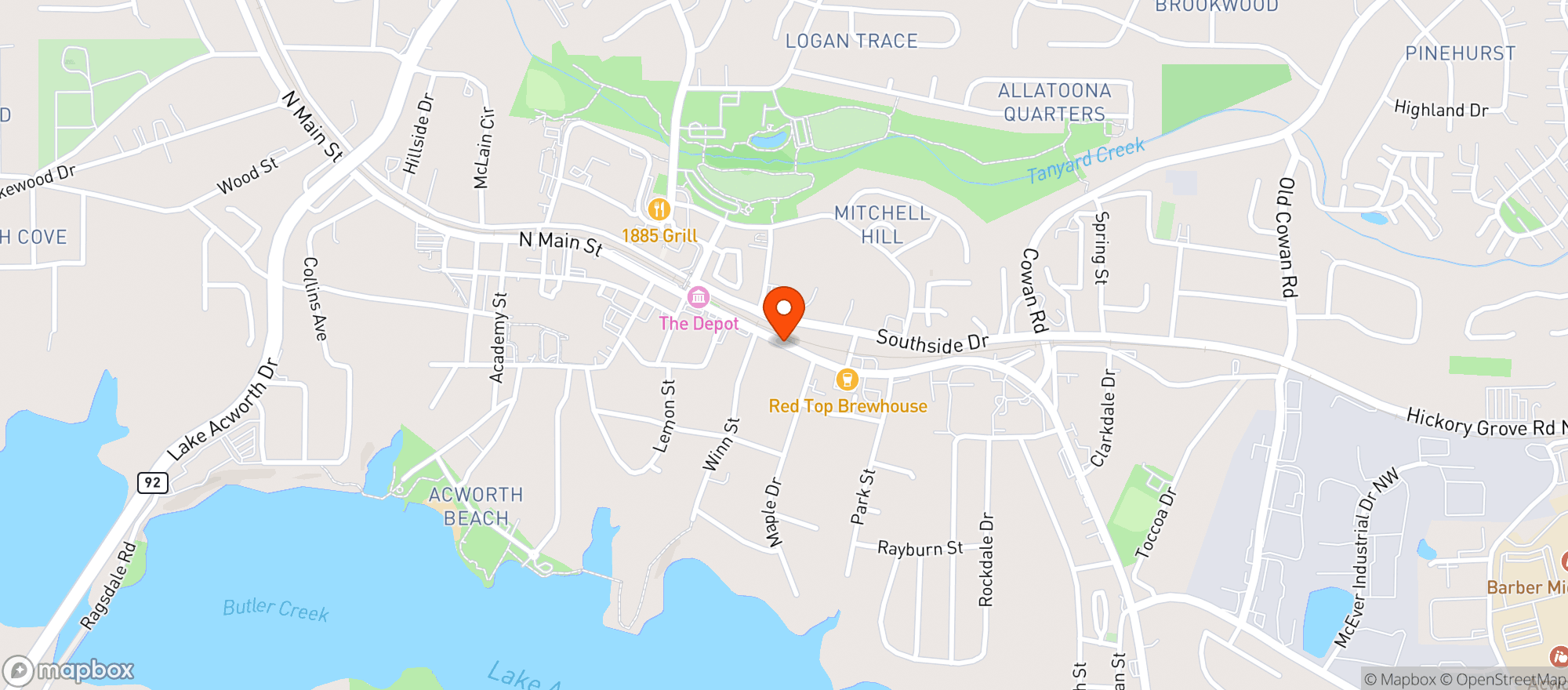 Map showing Acworth Wine & Spirits
