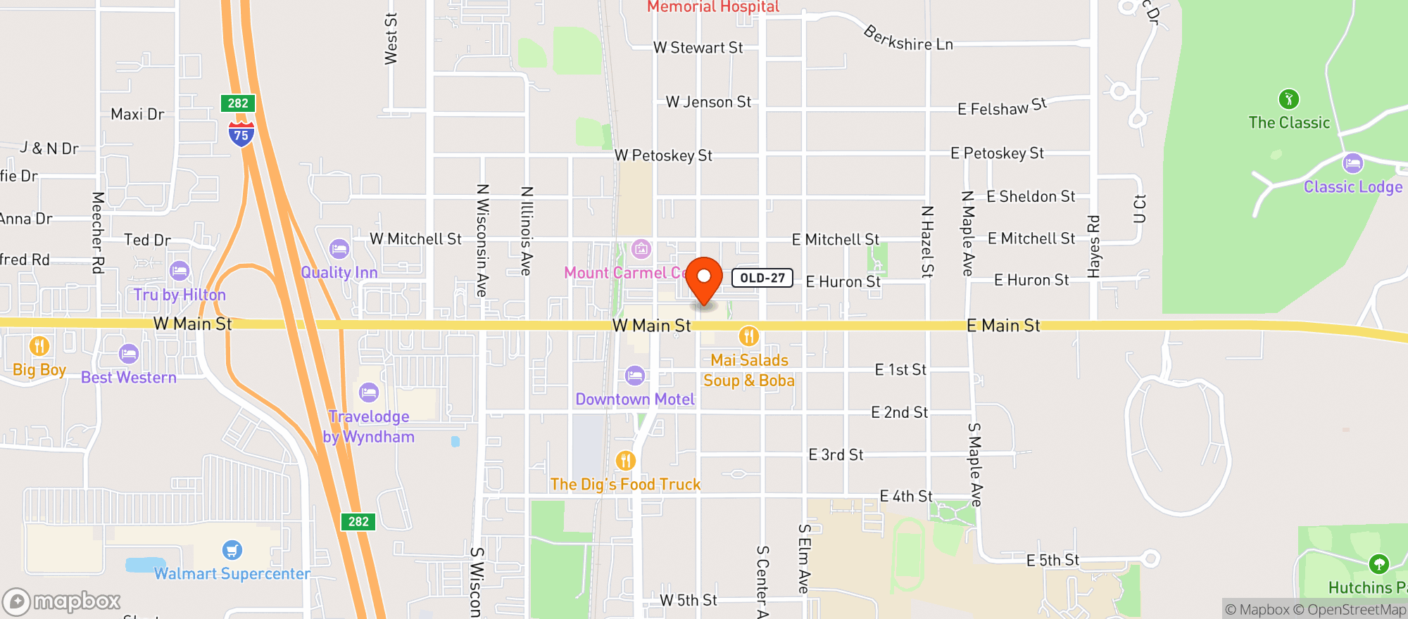 Map showing Craves Pasta & Pizza Pub