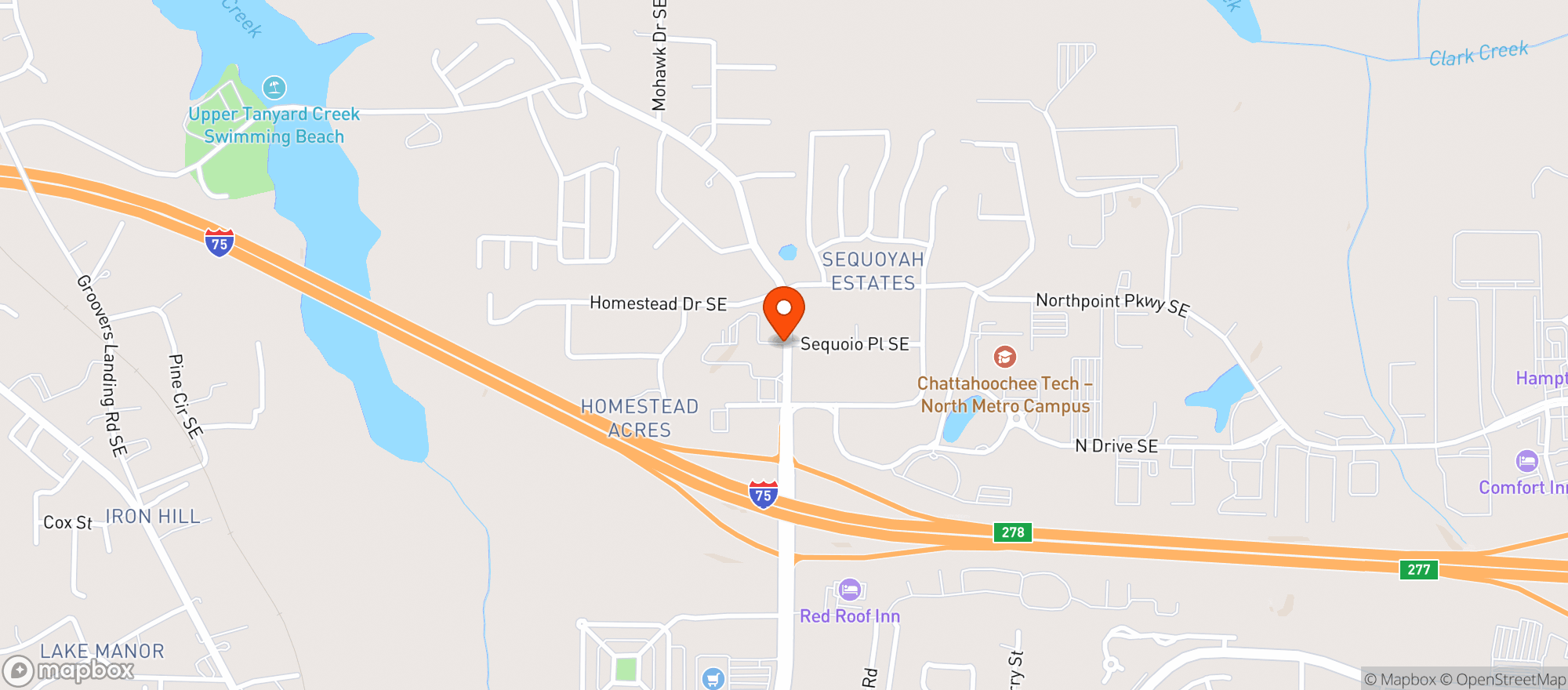 Map showing CHEVRON FOOD MART (GLADE RD)