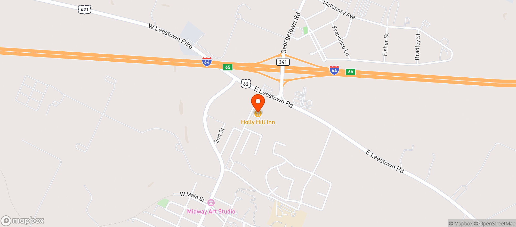 Map showing Holly Hill Inn