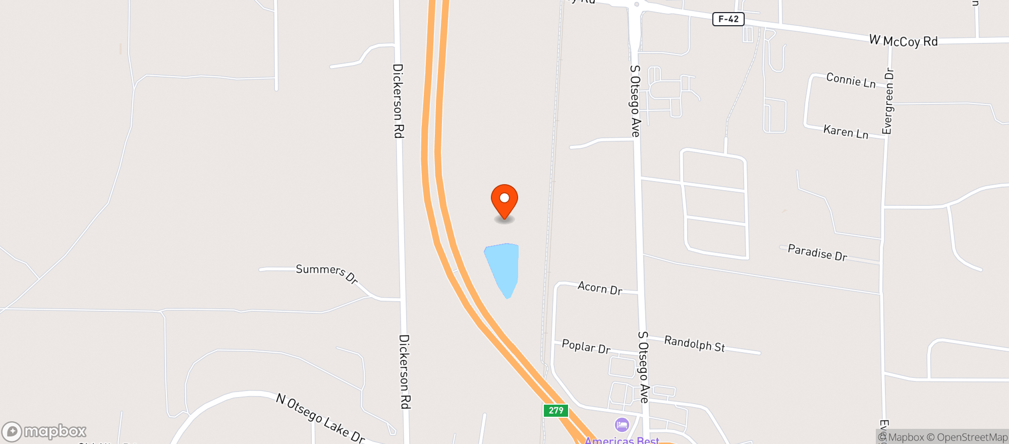 Map showing Luckys Steakhouse