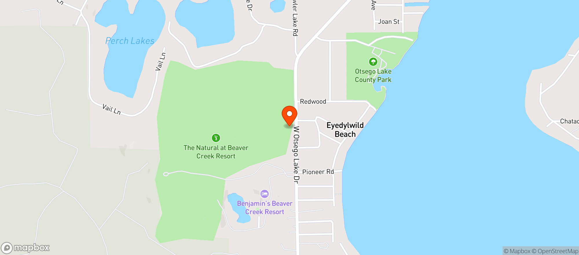 Map showing Otsego Lake Corner Store