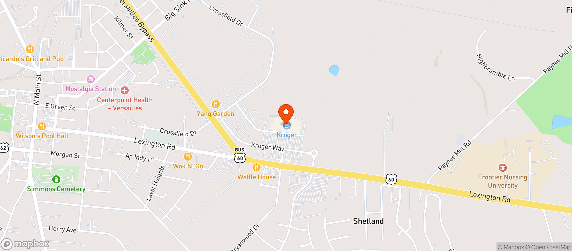 Map showing Kroger