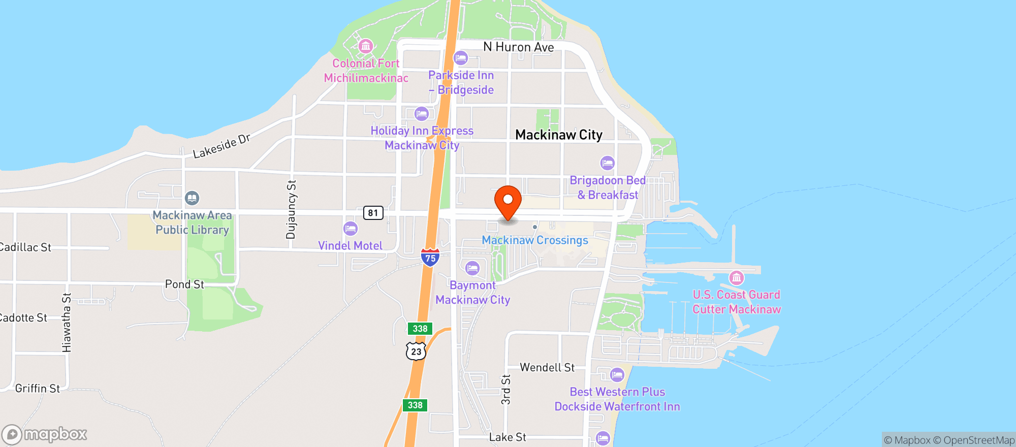 Map showing Mackinaw Family Market