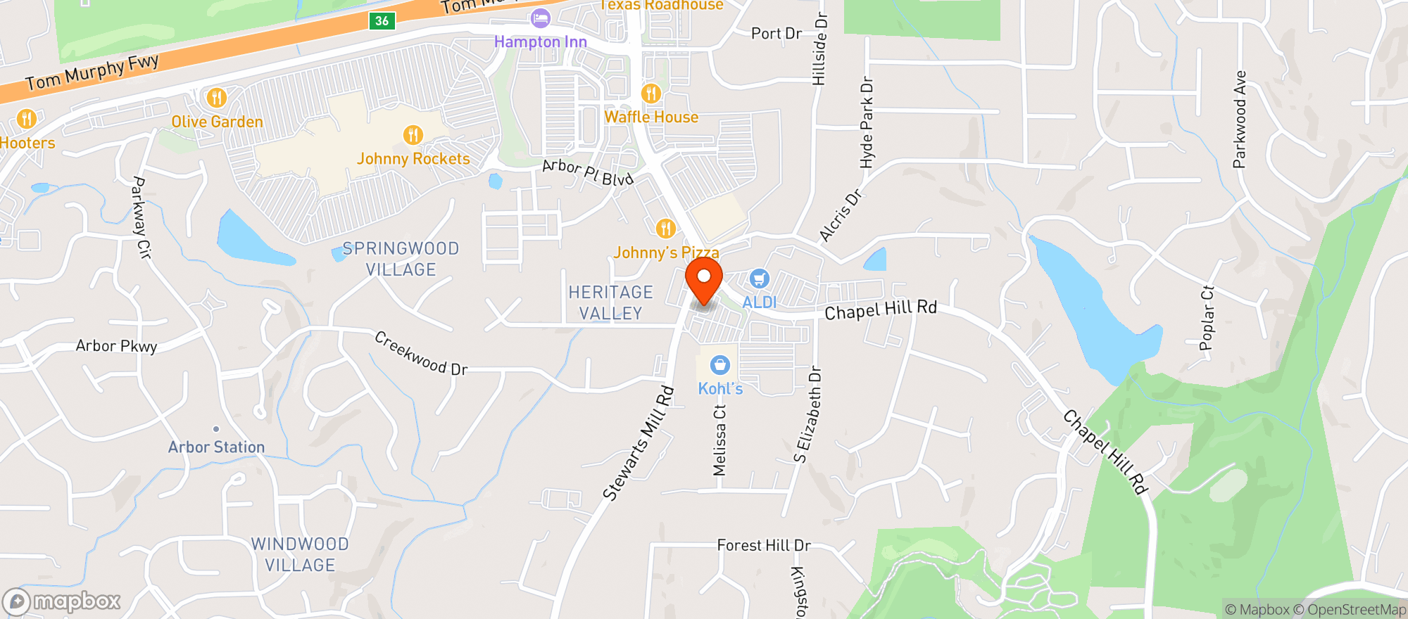 Map showing Chapel Hill Package