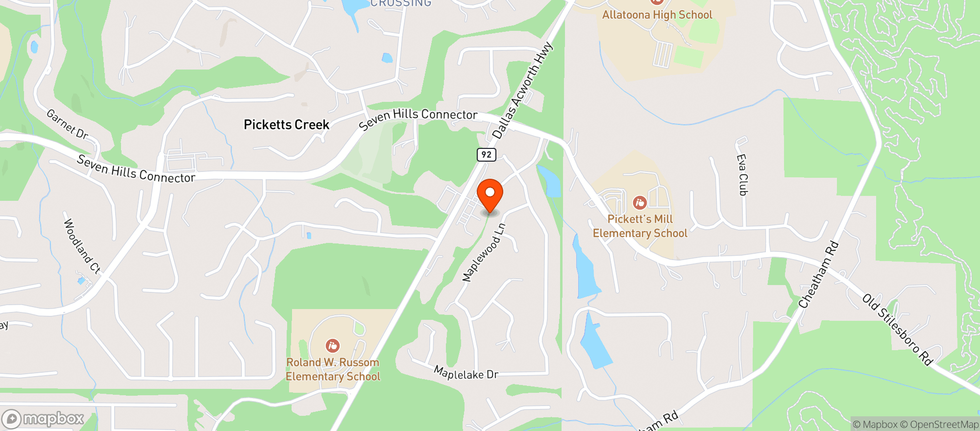 Map showing Minit Saver Town Creek