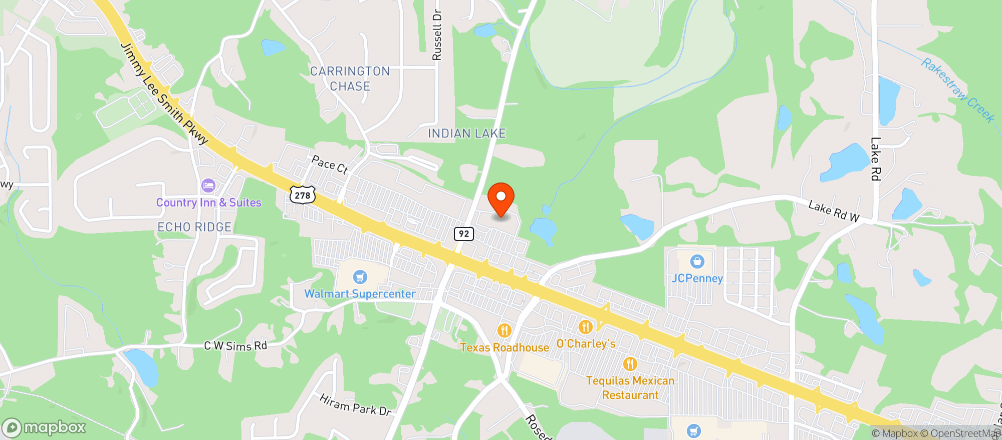 Map showing Ciggys Hiram GA