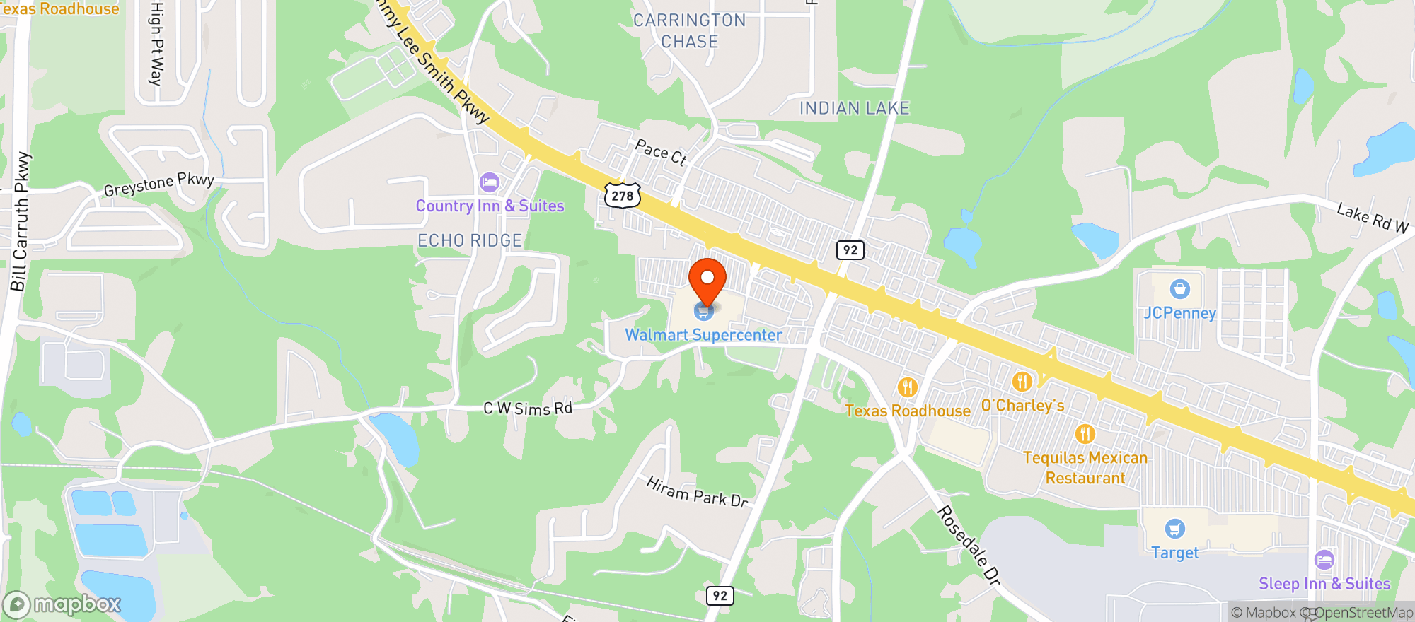 Map showing WALMART SUPERCENTER