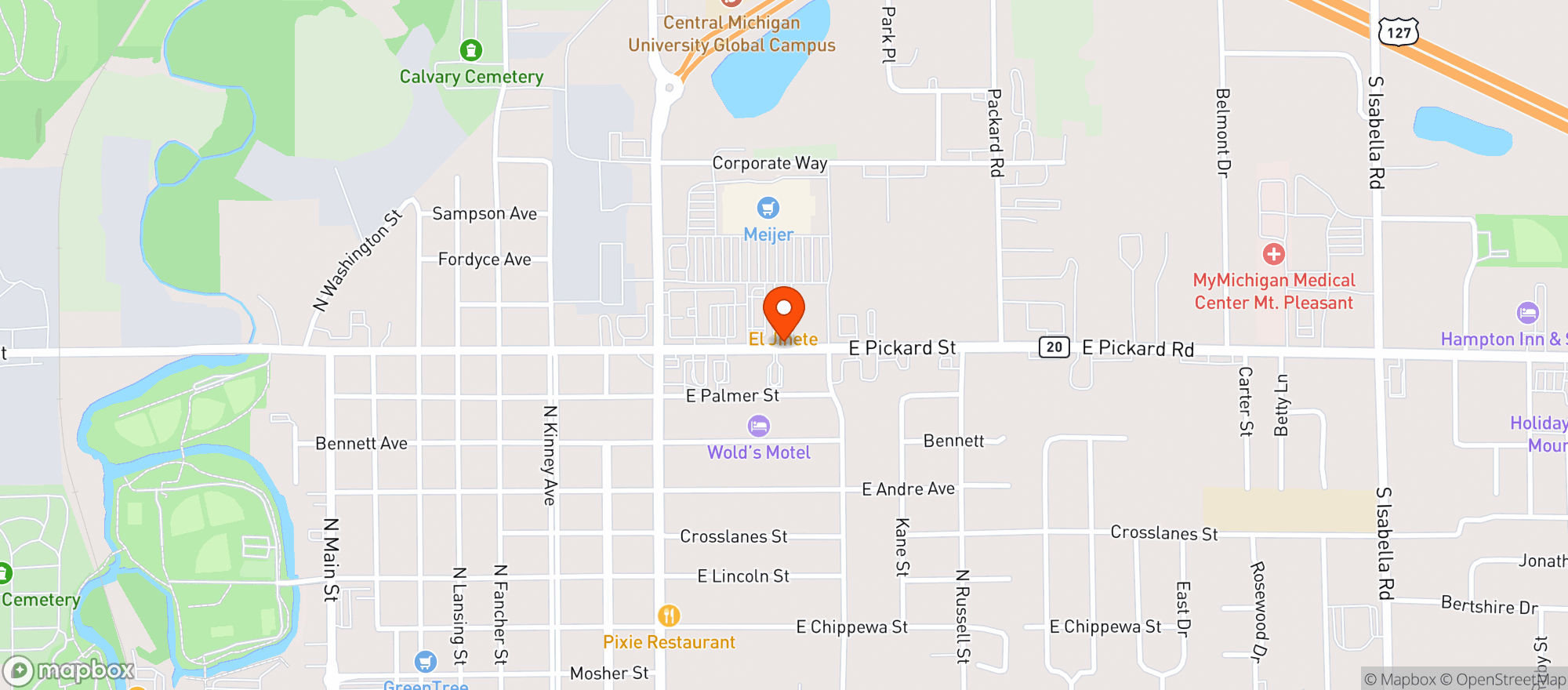 Map showing El Jinete Mexican Grill & Bar
