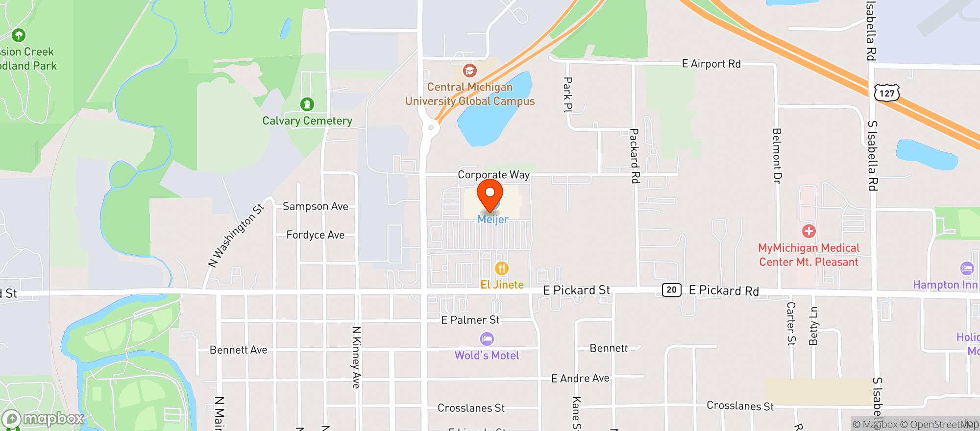 Map showing Meijer