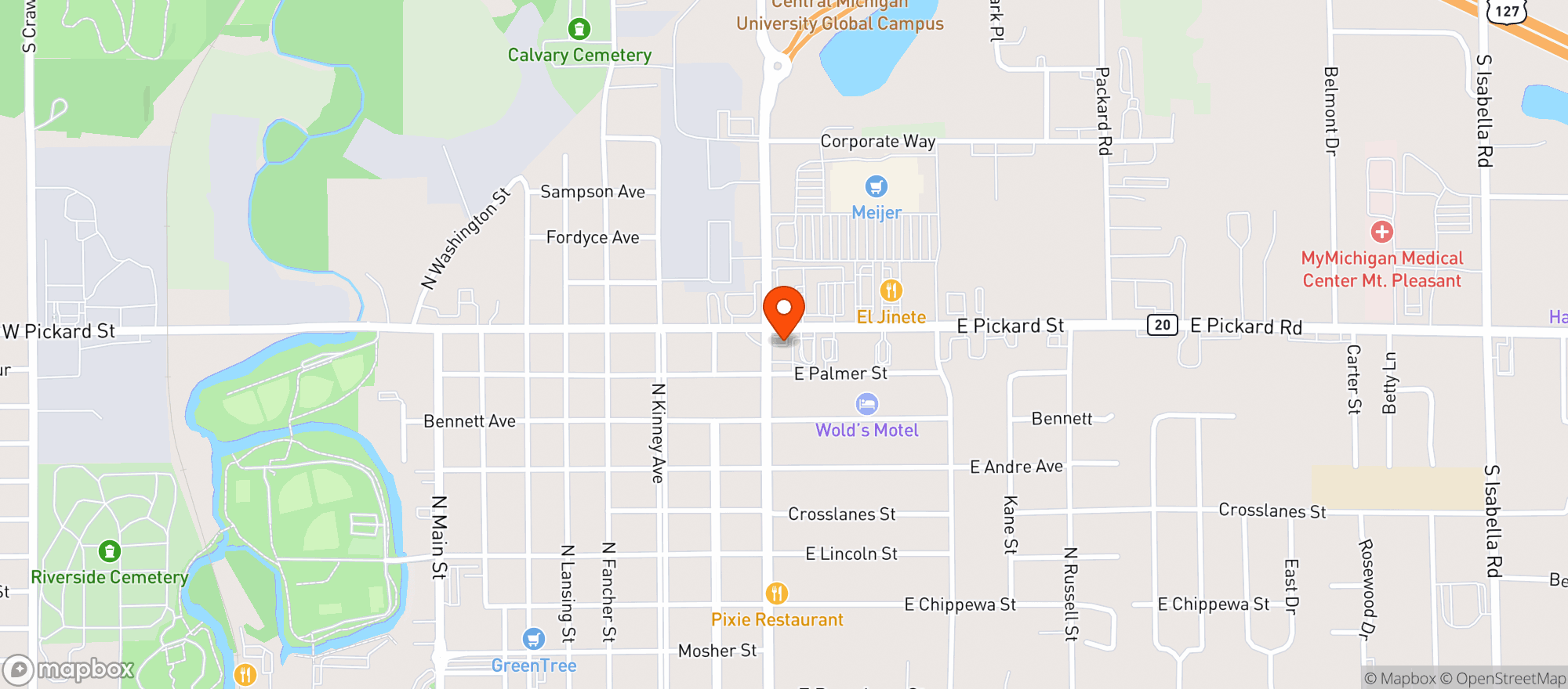 Map showing The Green Spot Bar