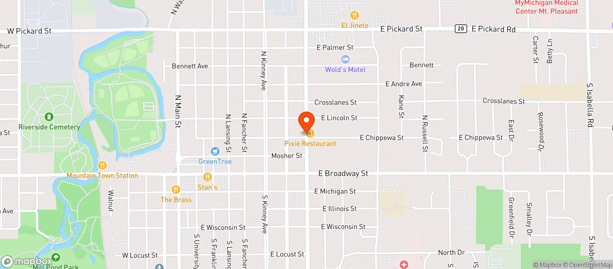 Map showing High Society Weed Dispensary Mount Pleasant