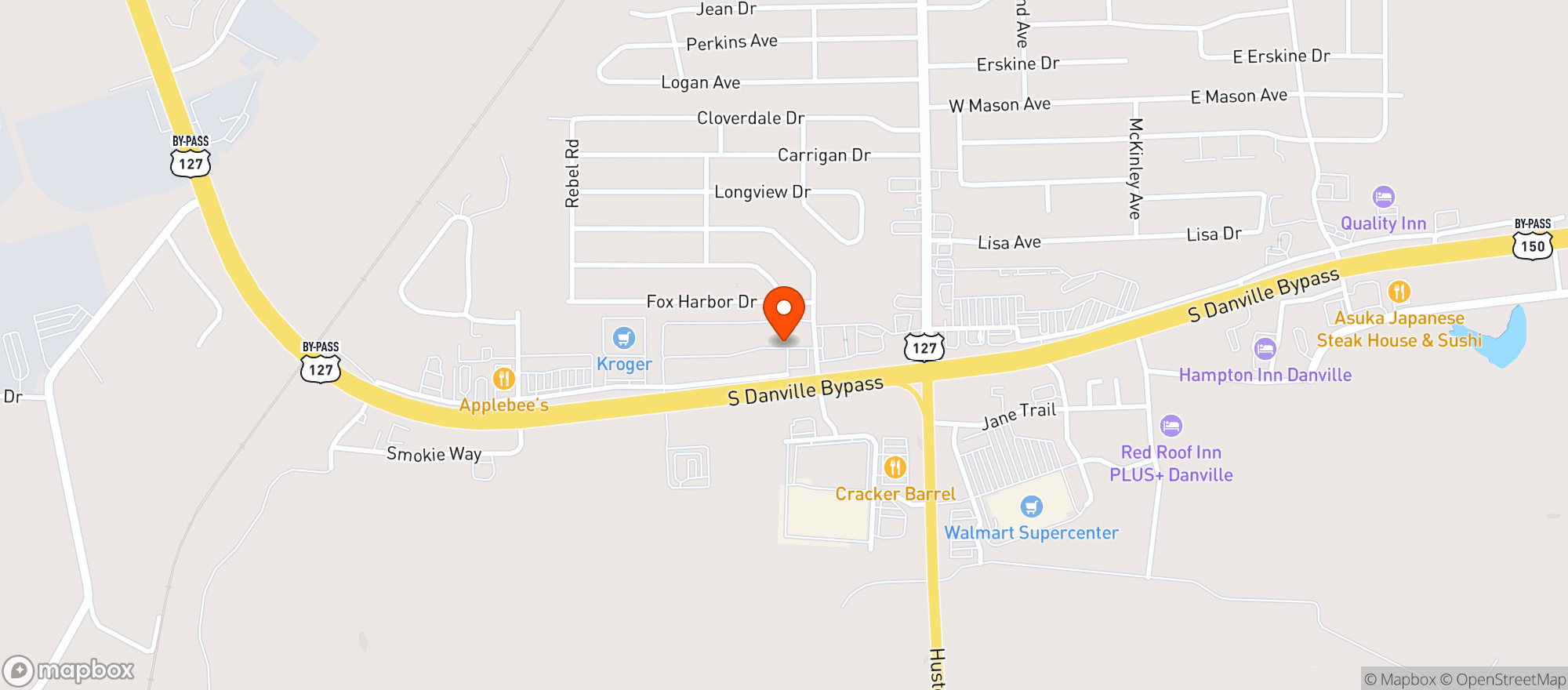 Map showing LIQUOR BARN
