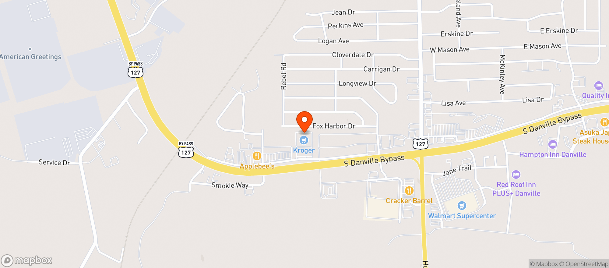 Map showing Kroger